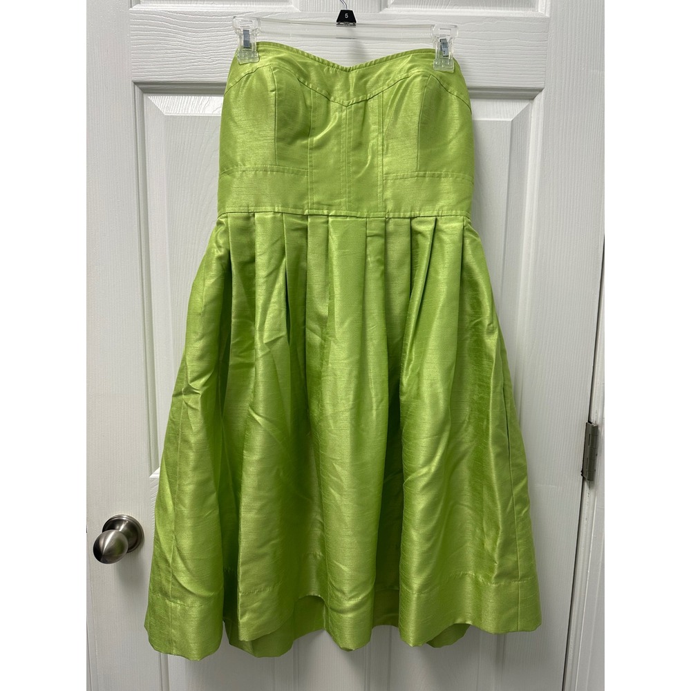 New‎ Directions Womens Lime Green Strapless Pleated Cocktail Dress Size 10